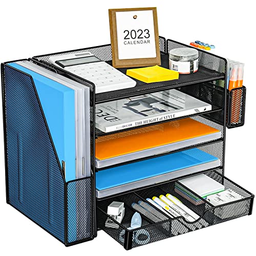 Recopilación de Oficina al mejor precio. 41 GALASALA Organizador de Escritorio de 5 Niveles con Compartimentos Verticales, Cajones Deslizantes y Porta Lápices, Ideal para Organizar Documentos, Papeles y Suministros de...