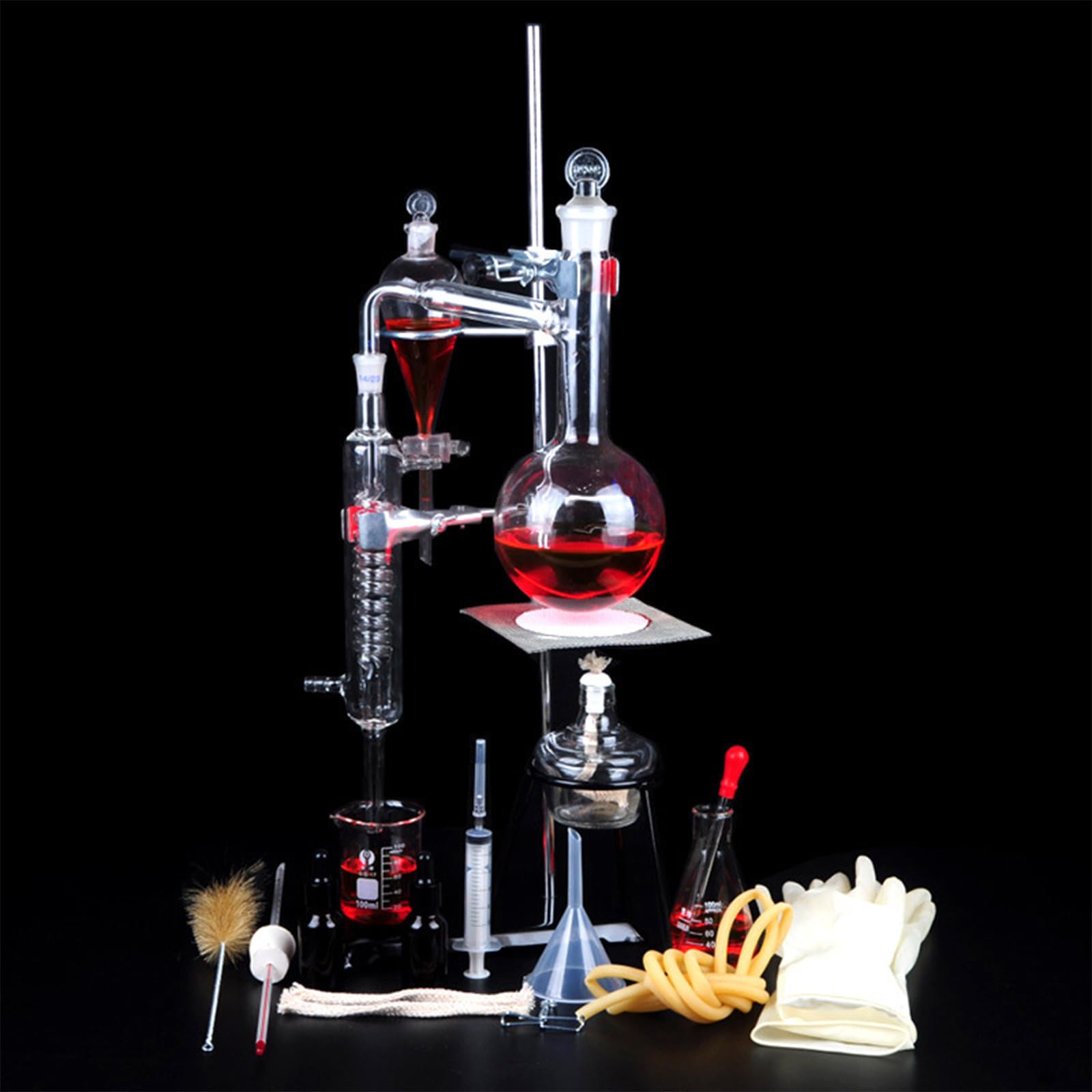 Trichter Filter Kit,Labware Set ätherische Öl Extraktion Destillation Apparat,Distiller Destillation, um Ihr eigenes ätherisches Öl herzustellen,Glas organische Chemie Kit Destillation Kit