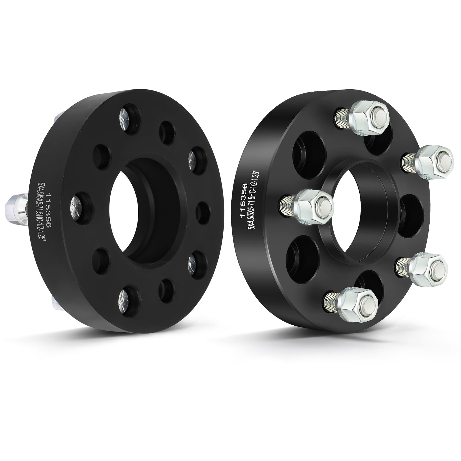 AINTIER 2X 1.25 inch HUB Centric Wheel Spacers Adapters 5x4.5 to 5x5 or 5x114.3mm to 5x127mm Bolt On 1/2" Studs 71.5mm CB 5 Lugs Fit for 2002-2006 for Wrangler for Liberty