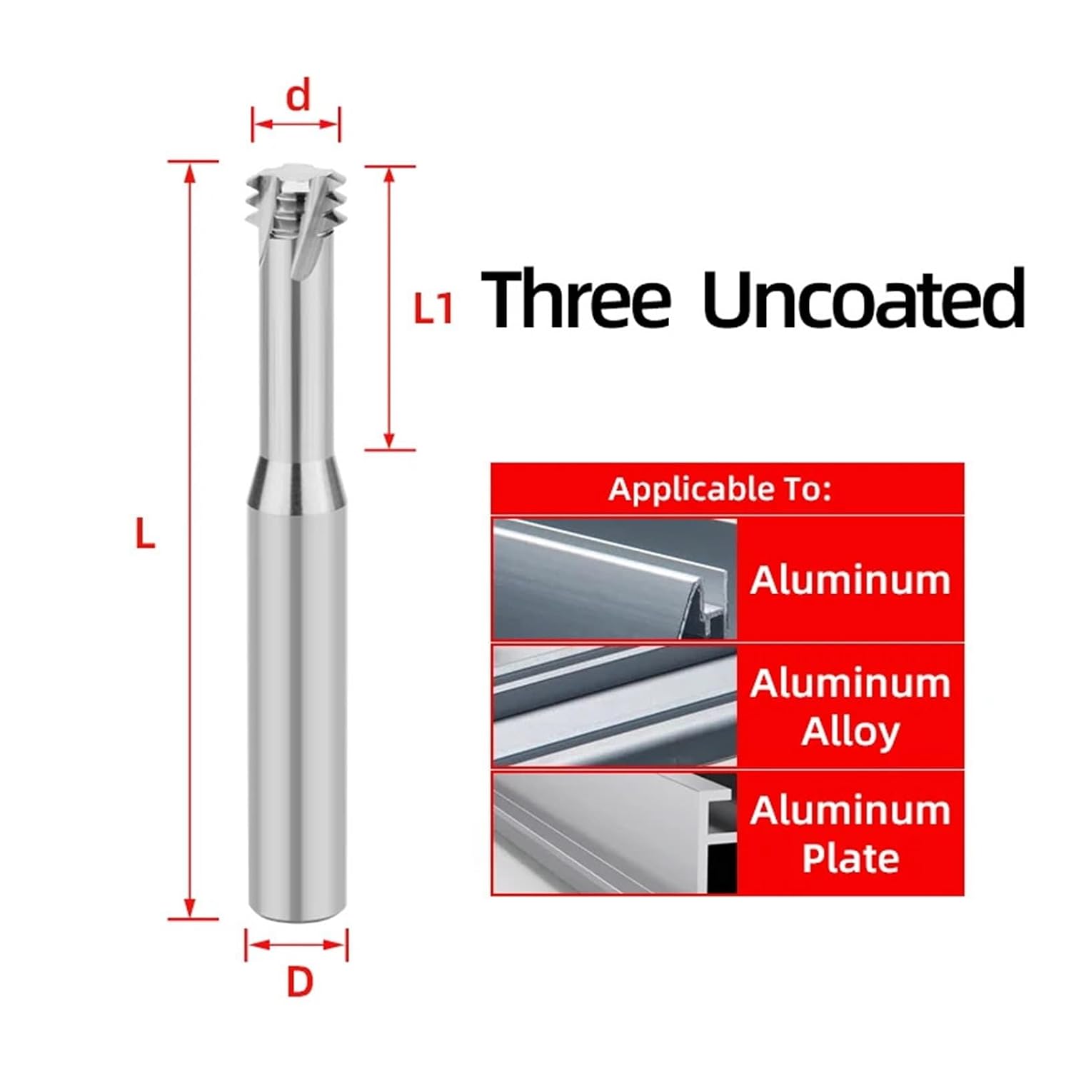 Carbide Threaded Milling Cutter Single Tooth Three Full Thread CNC Cutting Tools Aluminum Threading End Mills 1Pcs(M18x2.5)