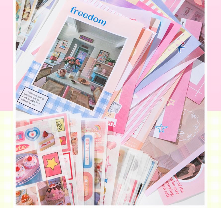 Image of Girl's Korean Retro Sticker Book, Dessert Party Theme - 800+ Cute Fresh and Clean Style Old Items Stickers, for DIY Scrapbooking Journaling Handbook Decoration