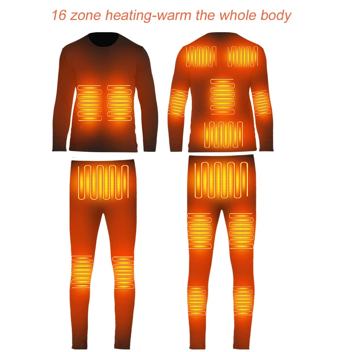 scosao Ogrzewana bielizna termiczna dla mężczyzn i kobiet, na zimę, zestaw bielizny termicznej, 16 stref, aplikacja Smart Control, temperatura ogrzewana ubrań, nadaje się do prania, termiczna warstwa bazowa