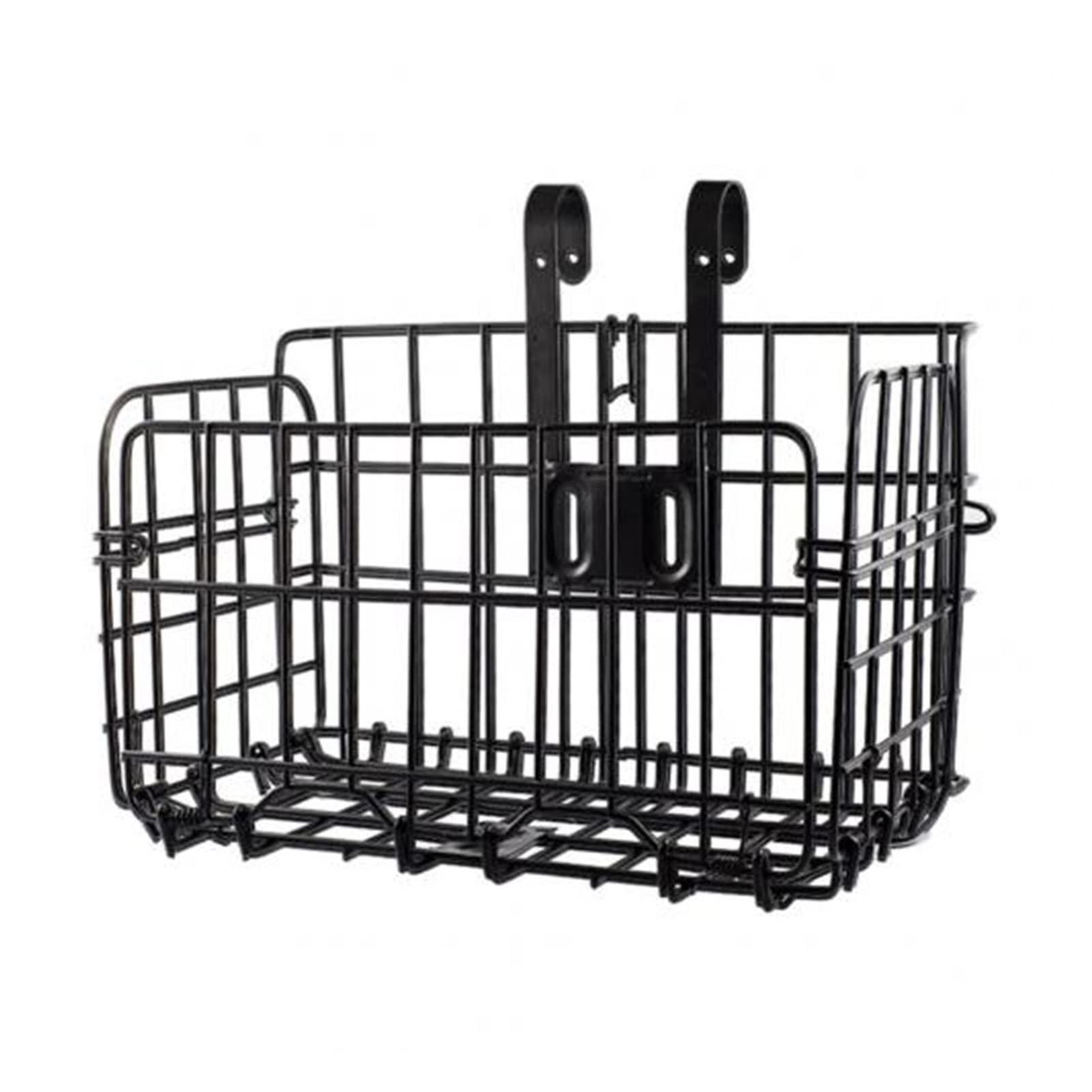 Składany czarny metalowy koszyk przednia kieszeń z tyłu wiszącego kosza na rower górski składany pojemnik na rower (Color : Svart, Size : One Size)