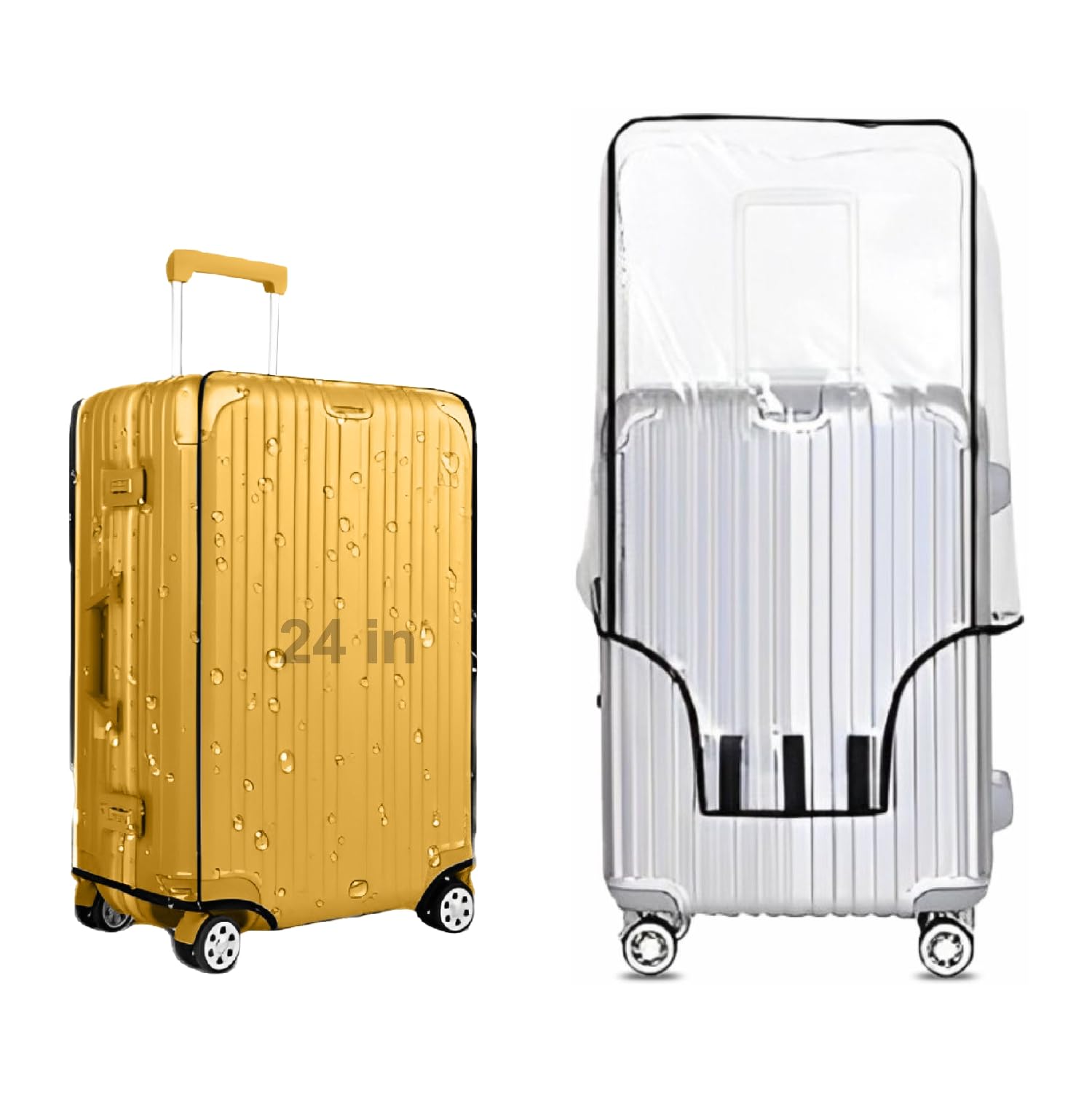 24 inch Trolley Bag Cover/Suitcase Bag Cover/Waterproof Dustproof Luggage Covers/Zippered Clear PVC Suitcase Covers Protectors (Set of 1)