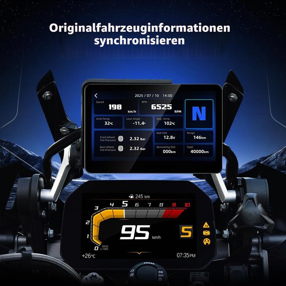 6,2" Motorrad Display f. BMW GS/XR, CarPlay, Wonder Wheel & Daten | Für BMW GS & XR: 6,2" Display mit Wonder Wheel Steuerung, Fahrzeugdaten-Auslesung, kabellosem CarPlay & Android Auto.