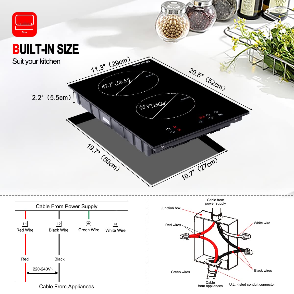 Buy Induction Cooktop 12 Inch, GASLAND Chef IH30BF 2 Burners Electric