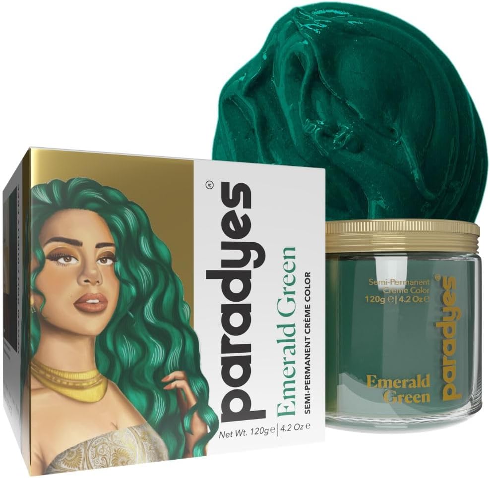 Paradyes Ammonia Free, Cruelty Free, Vegan, DIY application, Semi-permanent Hair Color jar only 120gm, (Emerald Green)