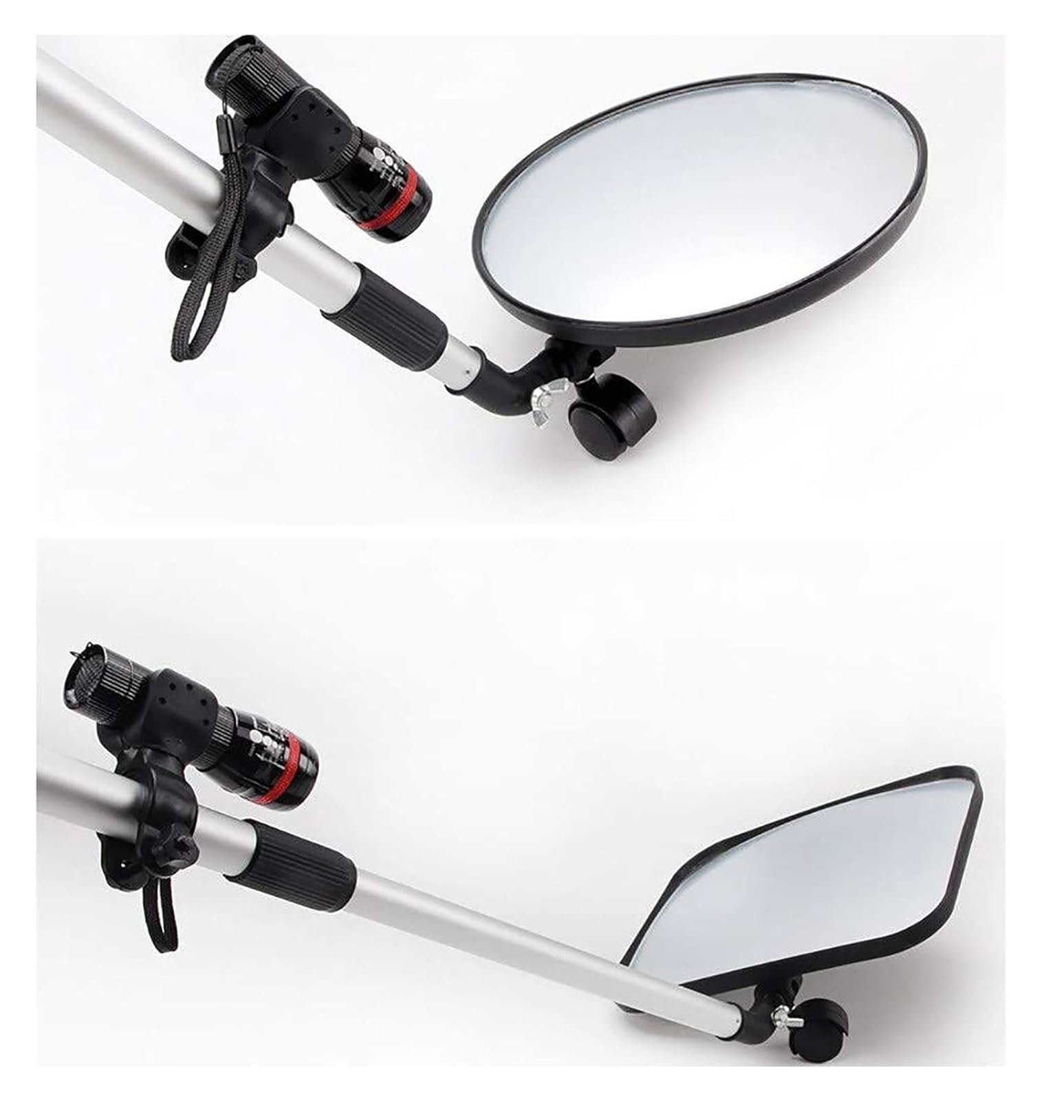 DARZYS Telescoping Inspection Mirror, Round Vehicle Inspection Mirror with Casters, 2X Magnification Convex Mirror(16cmx16cm)