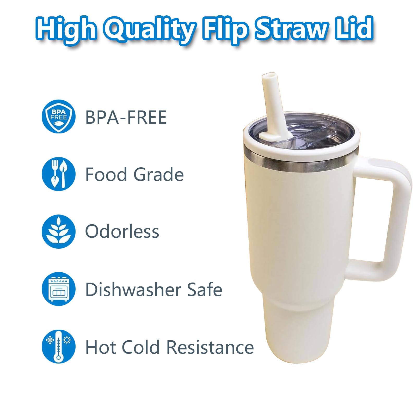 2 Coperchi Di Ricambio Per Stanley 40 Oz, Senza Perdite, Coperchio In Cannuccia Sostituibile, Con 2 Cannucce, Copertura Riutilizzabile Per Accessori Stanley Cup (Beige)