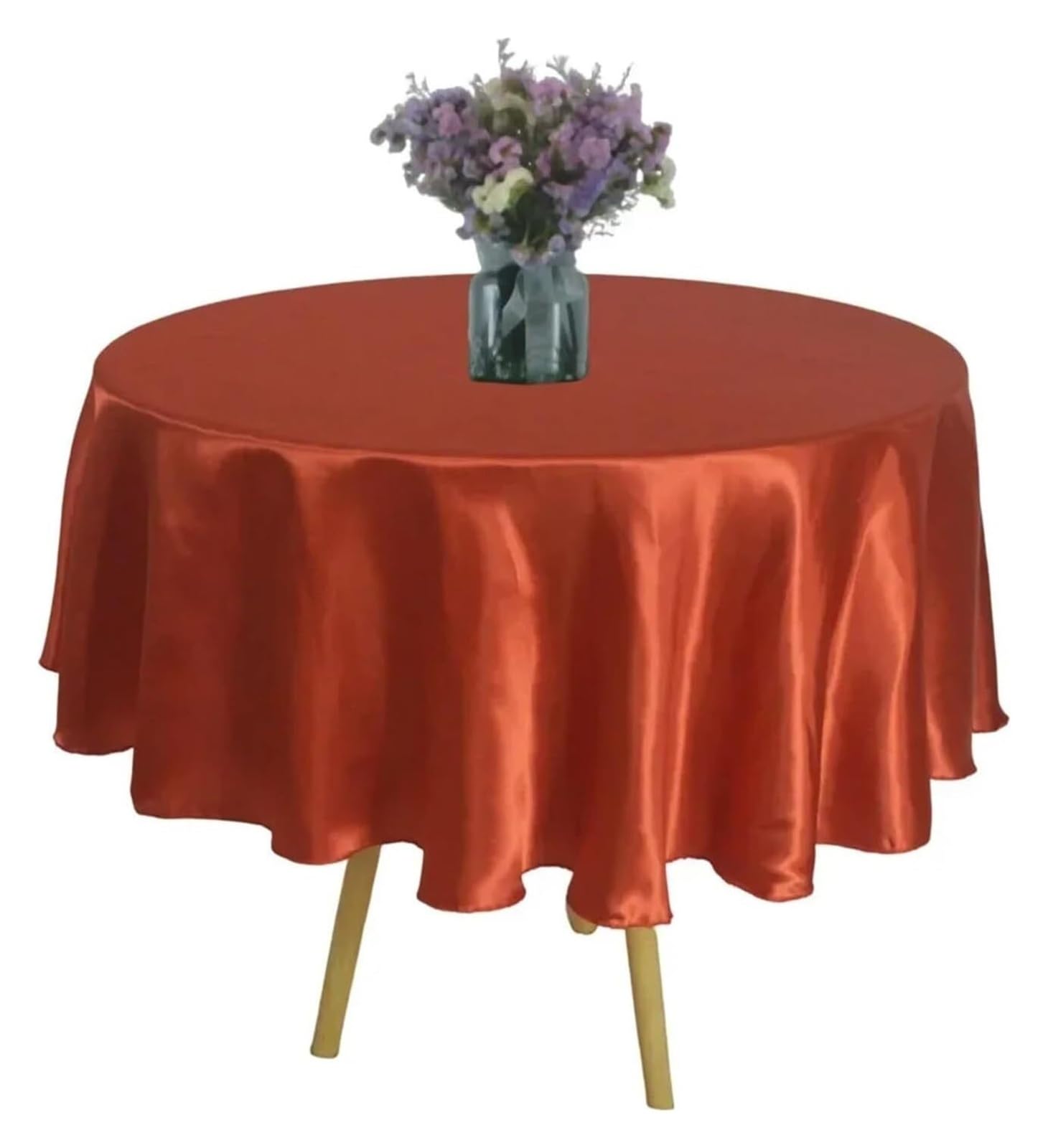 Pzoferlin Red Tablecloth Round Satin Tablecloth Multicolor 145-335Cm Wedding Party Birthday Home Dining(,145Cm)