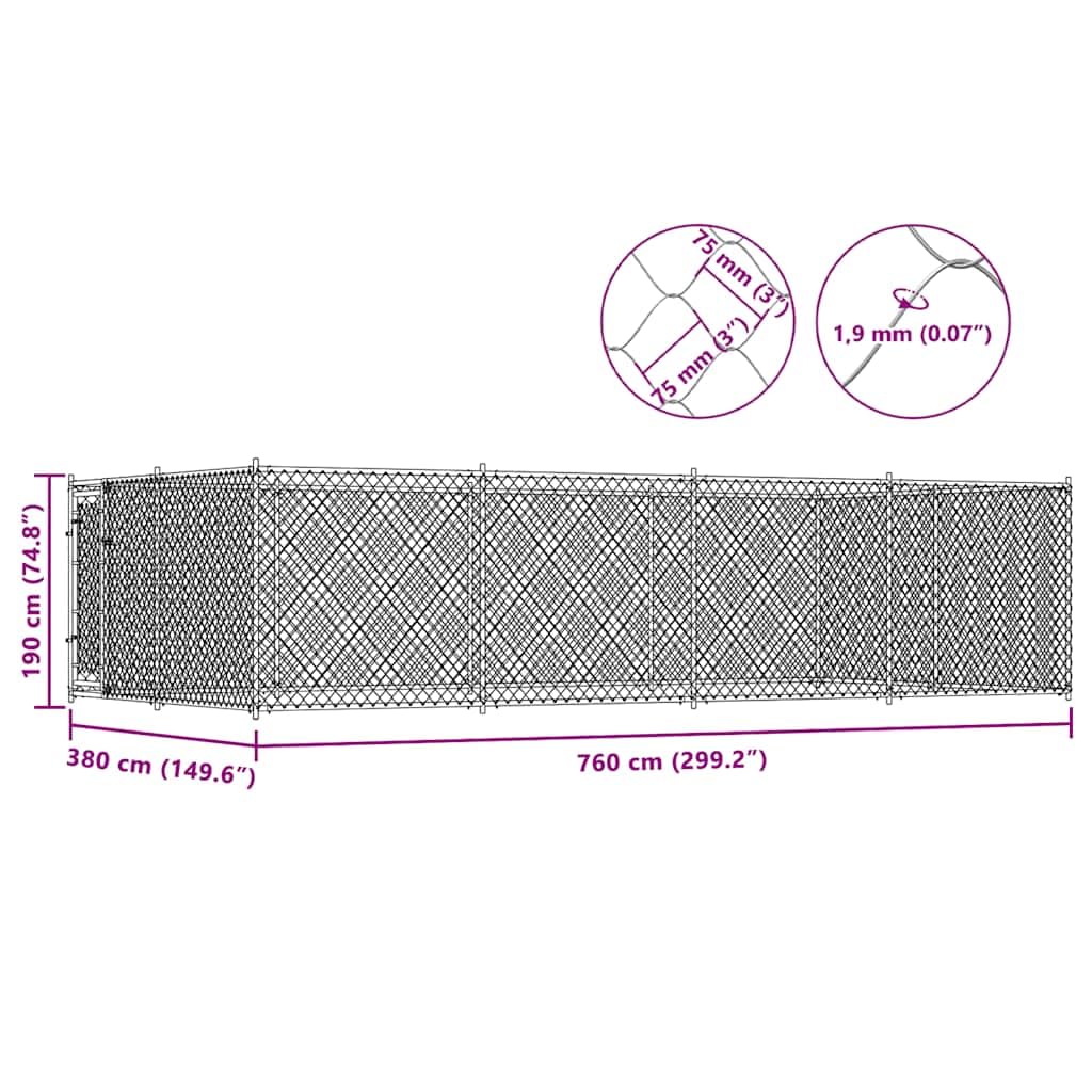 Cuccia per cani, 7,6 x 3,8 x 1,9 m, in acciaio zincato