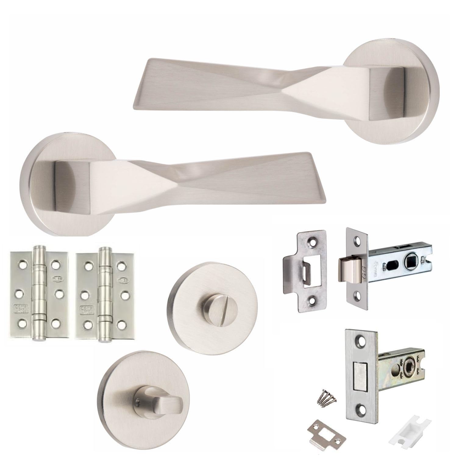 Golden Grace Modern Aura Satin Nickel Bathroom Door Handle With Dead Bolt