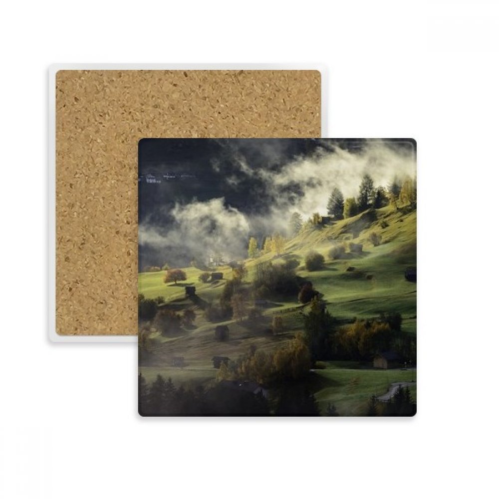 Coaster absorbant forêt et colline pour protéger vos tables des taches