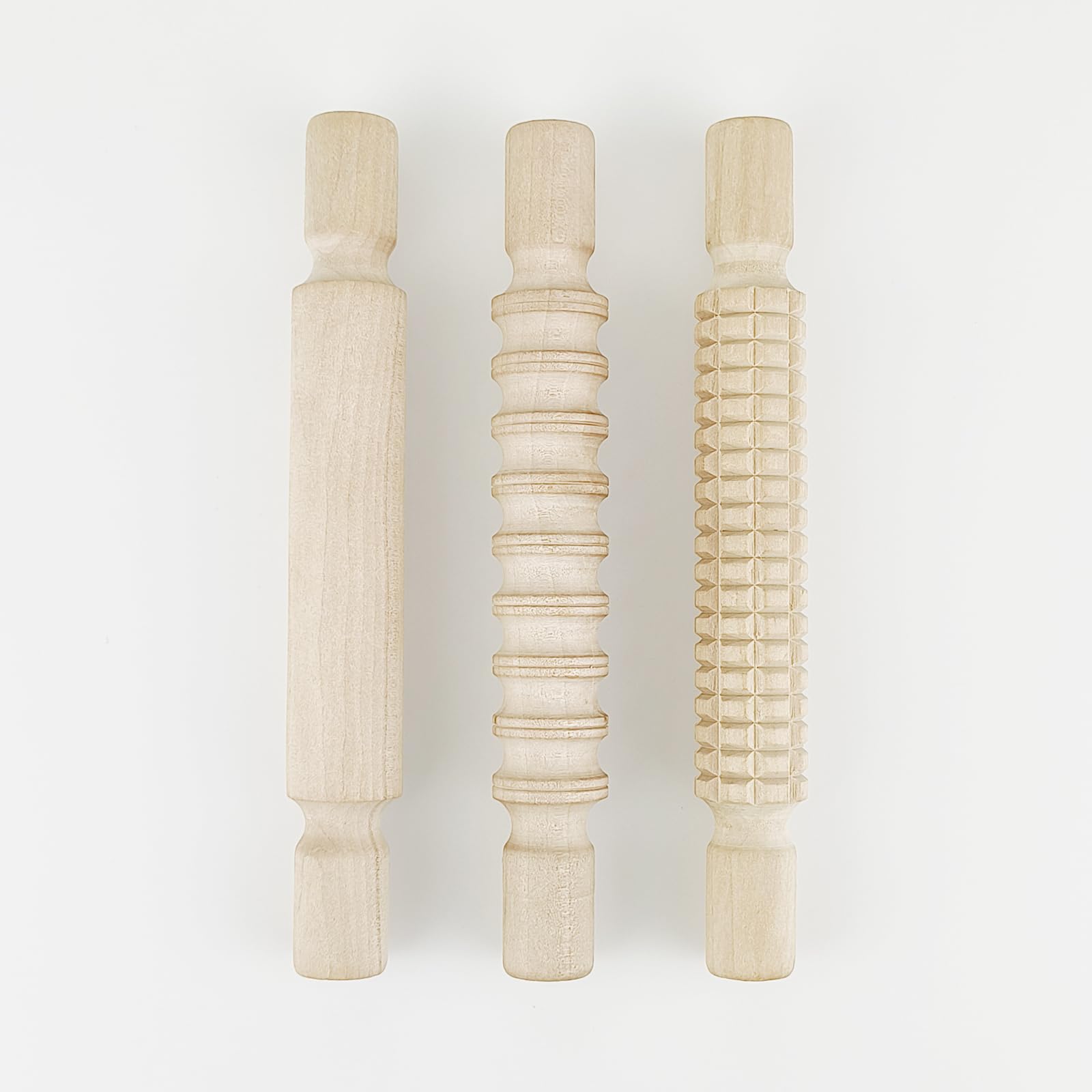 3 pcs 8 Inch Wood Rolling Pin, Great for Children's Play, Arts and Crafts