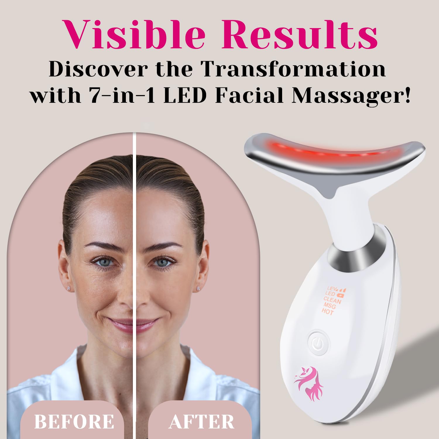 Luminesce - Escultor facial LED 7 en 1 - Terapia de luz roja para cara, drenaje linfático, reductor de doble barbilla, dispositivo de estiramiento facial antienvejecimiento y estiramiento facial,