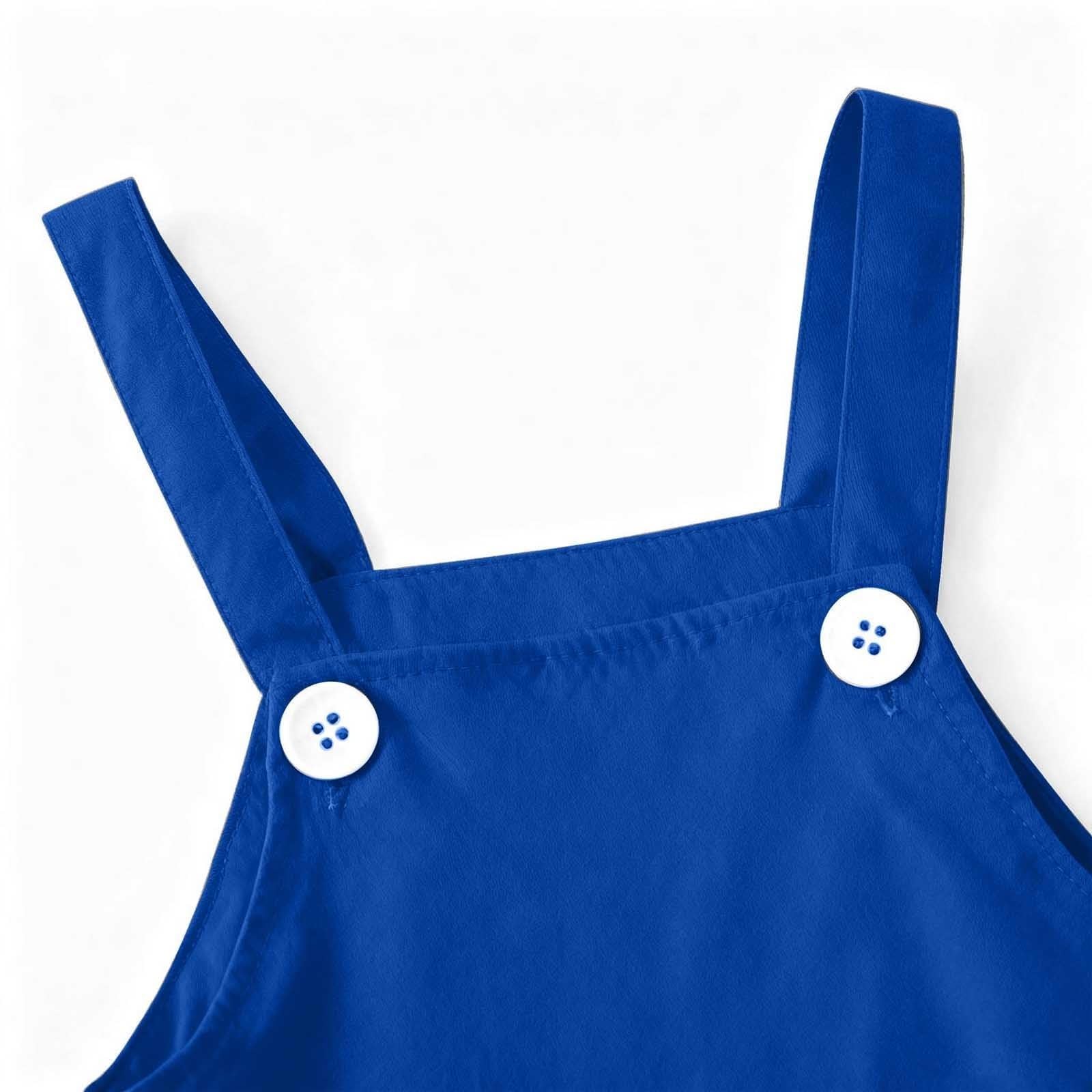 Salopette en jean pour enfants et ados- Sans manches - Bretelles spaghetti réglables coupe ample - Salopette unie pour garçons et filles - Vêtement de printemps mignon - Denim Workwear Romper