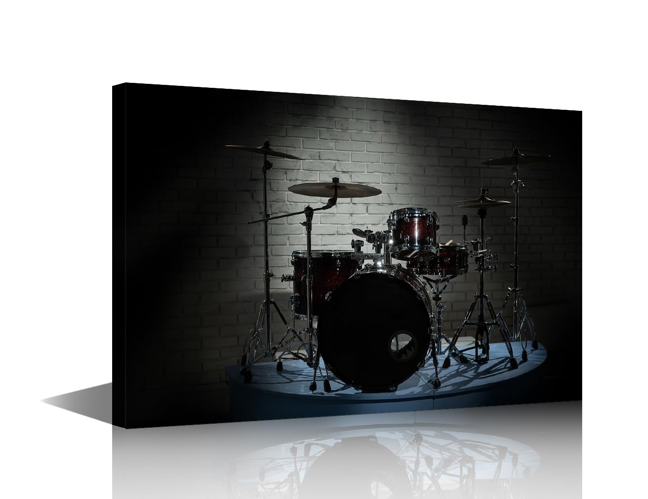 TISHIRON Drum Set Canvas Art Wall Decor Music Series Bedroom Wall Art Pictures for Living Room Rock Band Shelf Drum Set Wall Painting Wall Art Framed Ready to Hang (24''Wx 36''H)