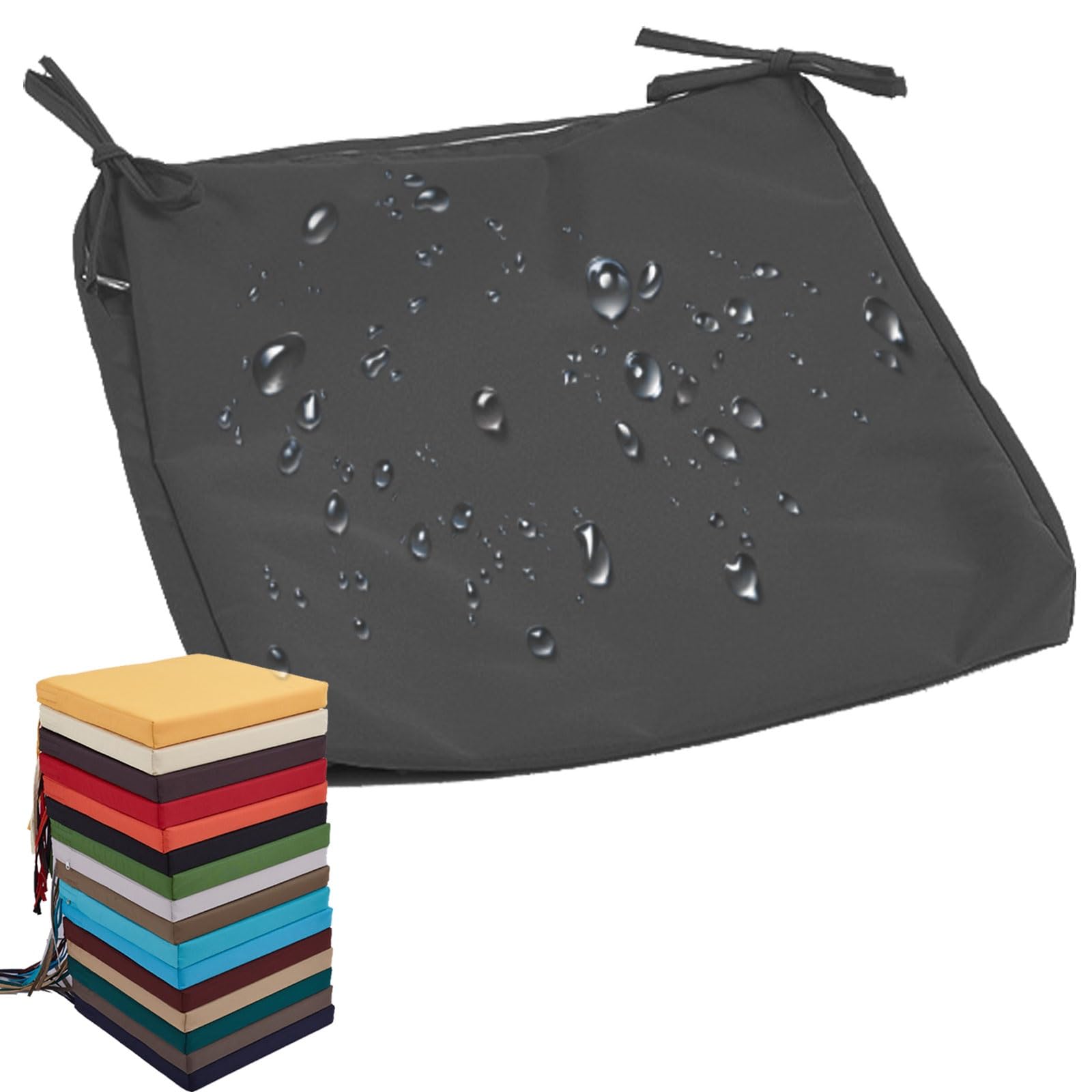 uyeoco Outdoor Seat Cushion Covers Waterproof with Zipper, 60x60cm & 50x50cm for Outside/Inside Garden Furniture, Chair Seat Pads Cover for Sofa Patio Rattan Furniture(16,45x45x5CM)