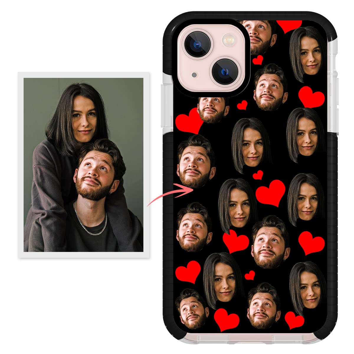 Amazon.com: Custom Couple Face Phone Case for iPhone 16 15 14 13
