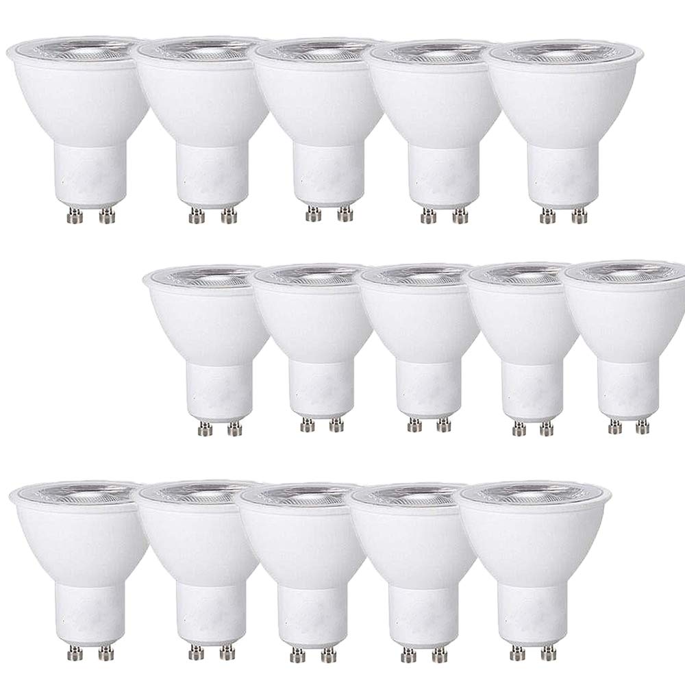Paquete de 15 bombillas LED GU10 de color blanco cálido, 5 W equivalente a 50 W halógeno GU10, no regulable, 500 lúmenes, 3000 K, ángulo de haz de 120 ° CA 220 – 240 V