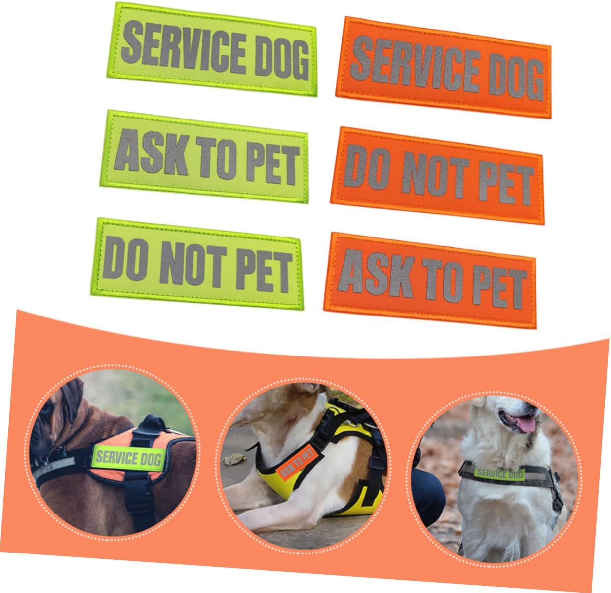 FRCOLOR 12pcs Reflective Service Dog Patches Easy to Use Self-Adhesive Reflective Tags for Pet Safety for Includes Do Not Pet Options