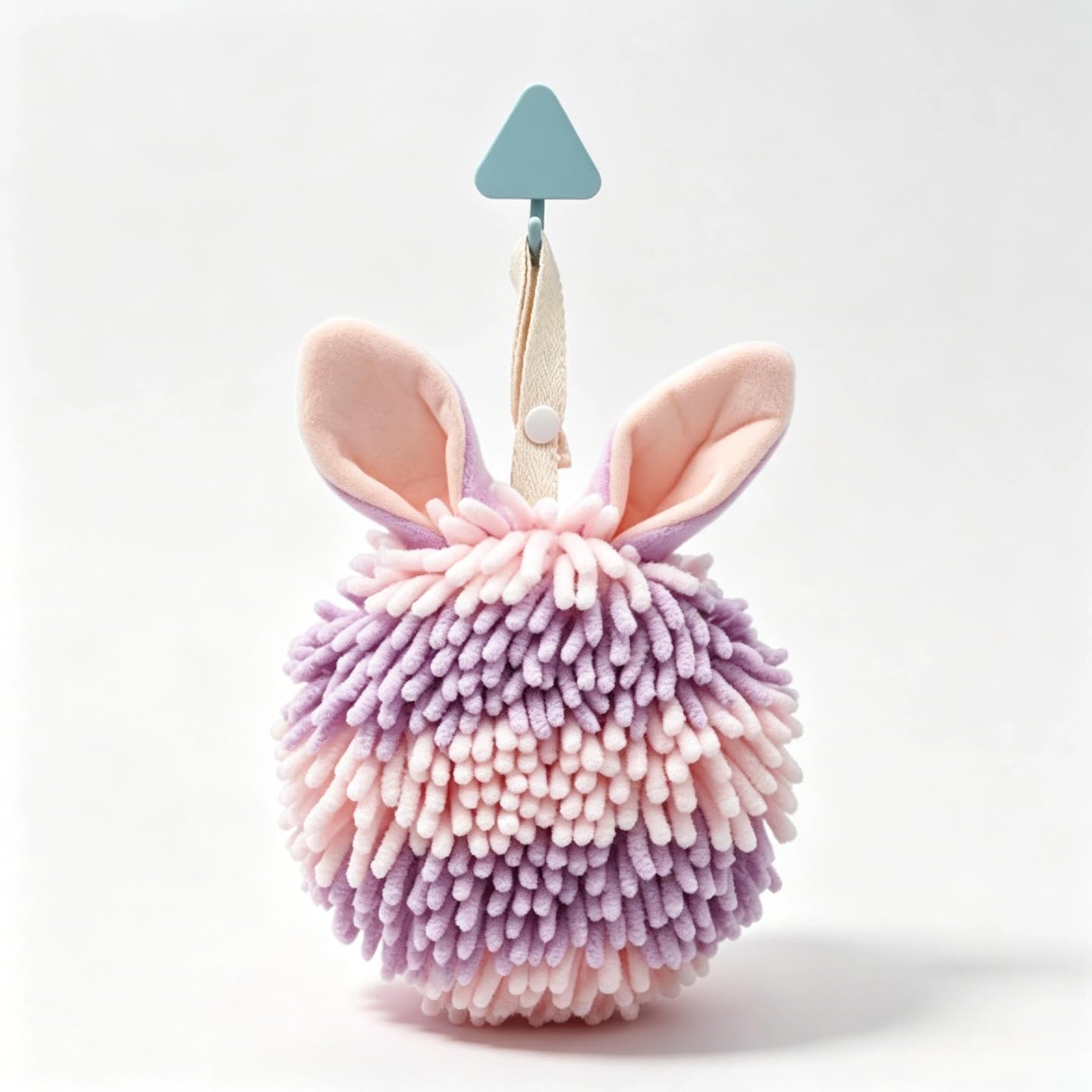 QUNZIDRESS Cute Rabbit Fuzzy Ball Hand Towel, Aesthetic Fluffy Hand Towel,Super Absorbent Quick-Dry for Bathroom Kitchen Spa, Adorable Rabbit Fuzzy Ball Decor Towel for Home, Soft Reusable Towel