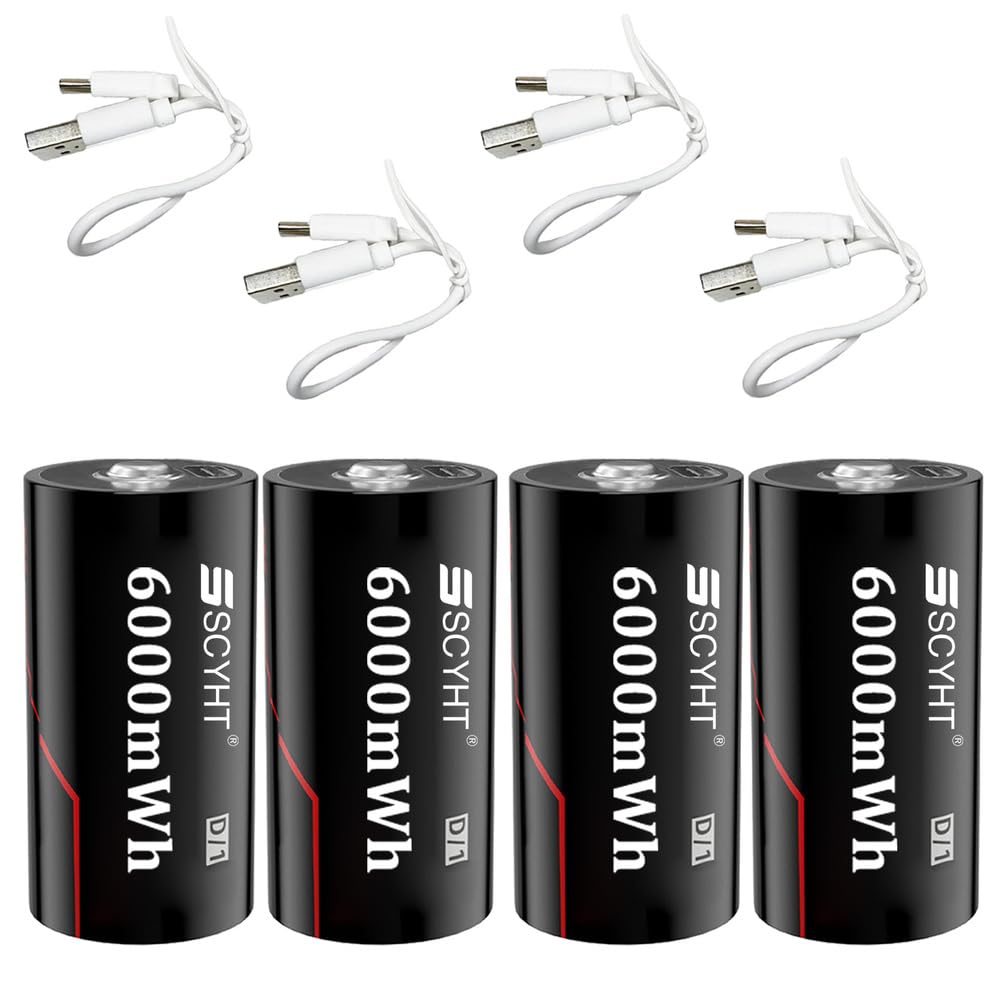 Batteria agli ioni di litio 1,5 V Batteria ricaricabile 6000 mWh Batterie al litio con cavo di tipo C per torce elettriche, dispositivi domestici e ufficio,1.5v6000mwh 4pack