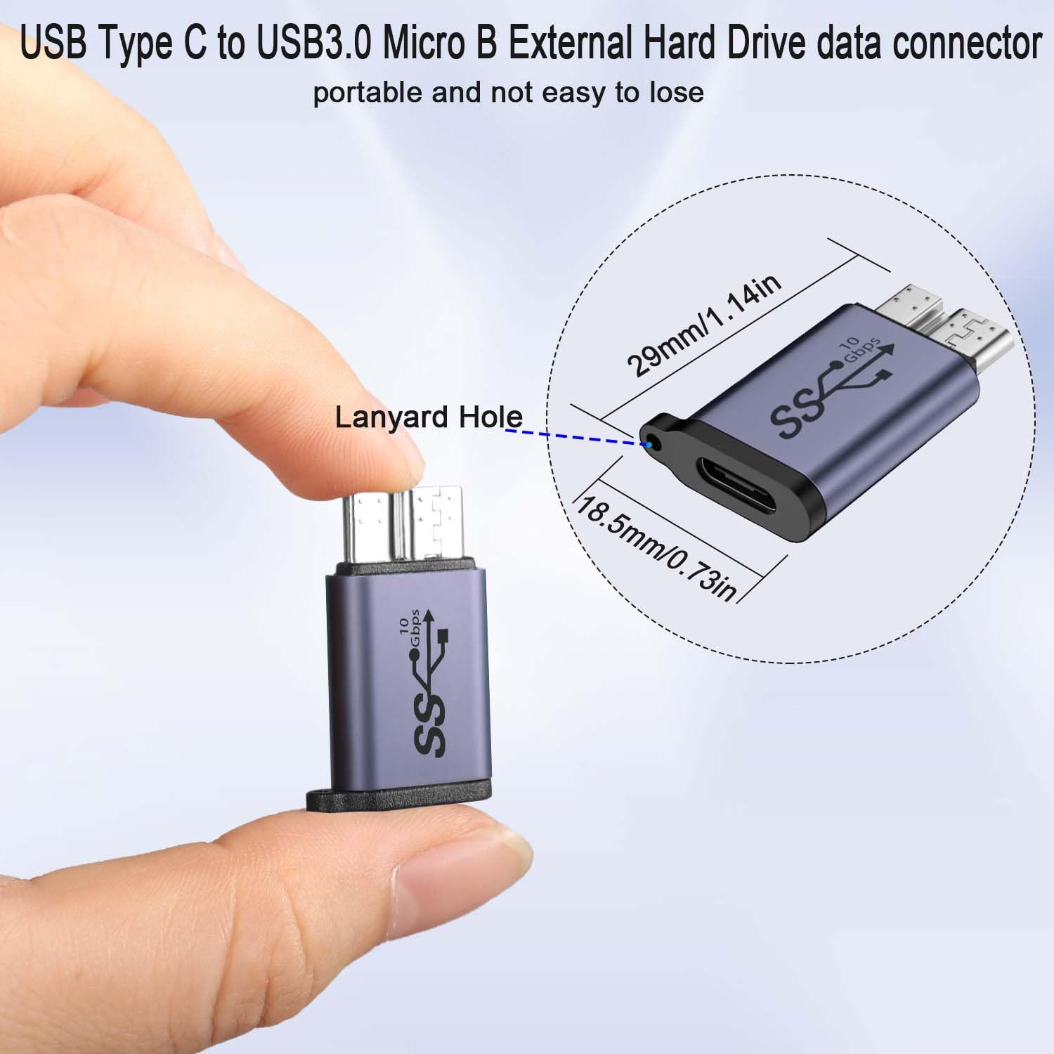 RULGOI Adaptateur USB C vers Micro B 3.1, Adaptateur Disque Dur Externe Compatible avec USB 3.0 Boîtier Disque Dur, SSD Portable, caméra