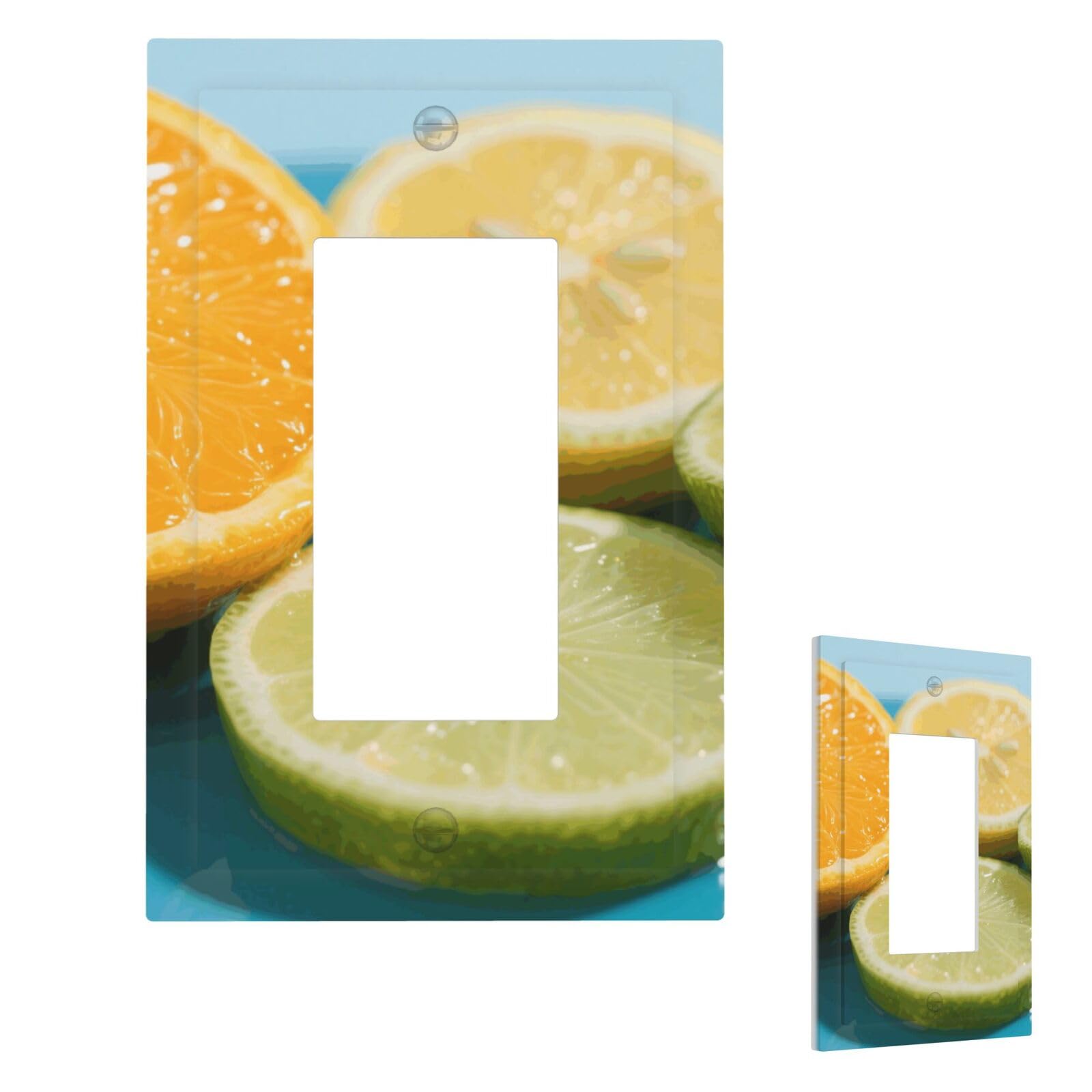 Fekiloot 1 Gang Lemon Wall Plate Cover Modern Decorative Light Switch Cover Unbreakable Receptacle Outlet Covers For Living Room Bedroom Home Decor