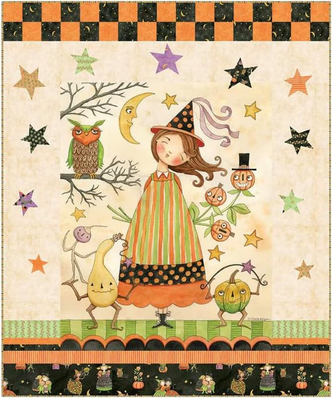 Riley Blake Ghoul Friends Panel Quilt Kit by Teresa Kogut – Halloween-Themed Quilt Kit with Pattern & Fabric for Top and Binding – Finished Size 51" x 61.5" – DIY Sewing & Quilting Kit in Gift Box