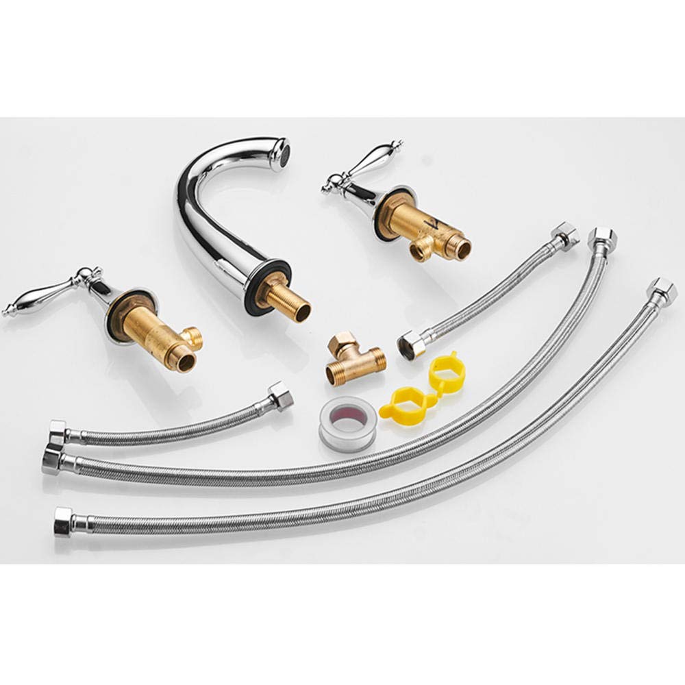 Grifo Lavabo 3 Orificios Cromado Latón Frío y Caliente Grifos Lavabos