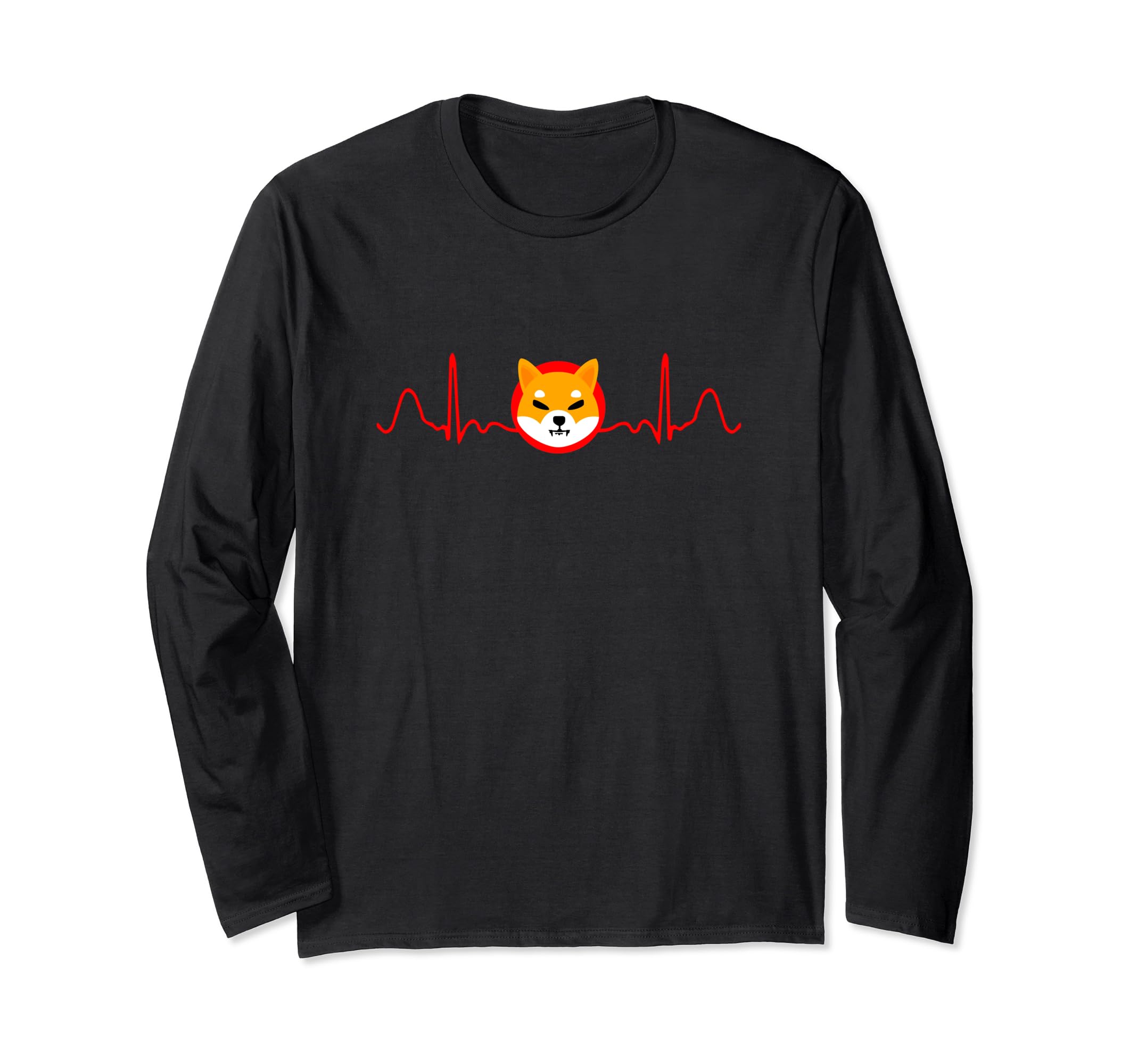 Shiba Inu Heartbeat Lifeline Shib Coin Blockchain Hodler Long Sleeve T-Shirt, Black