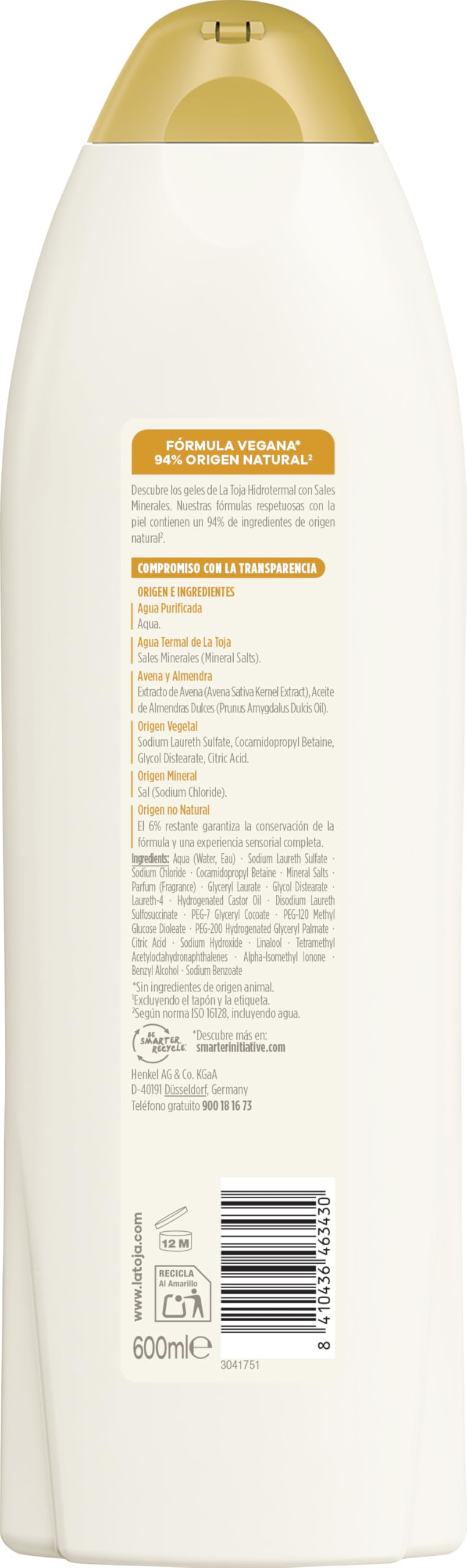 La Toja Gel de Ducha Leche de Avena 600 ml