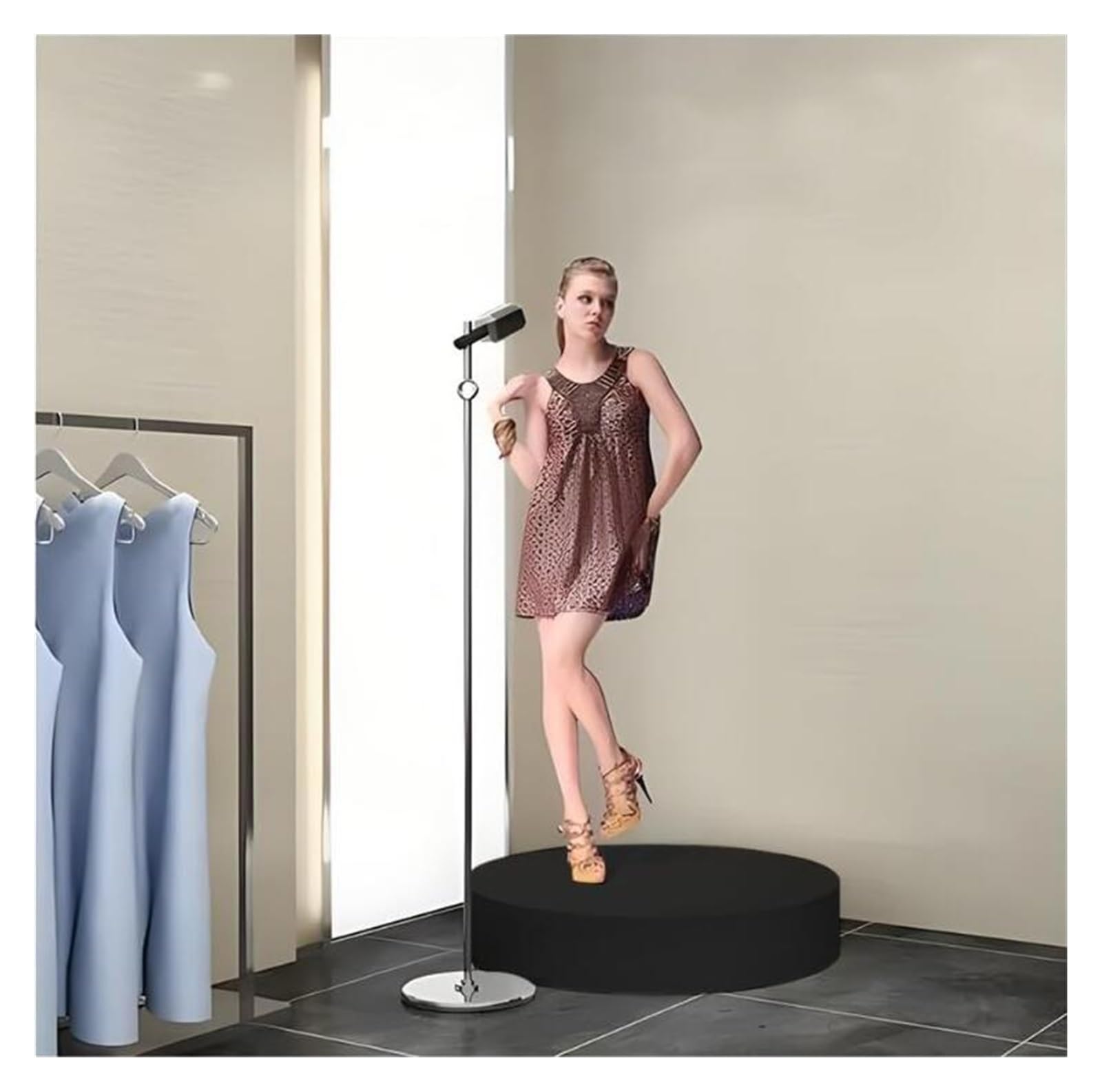 Maniquí de pedestal para exhibición, elevador de base de plataforma nupcial, plataforma cilíndrica redonda para eventos, decoración, negro, 80 x 20 cm