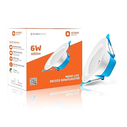 Orient Electric Moonlite 6W LED Down Light, Cool White Light, Round, Pack of 1, Recessed Ceiling LED Light, Suited for 3 inch Junction Box (Aluminium) (6W, Pack of 1)
