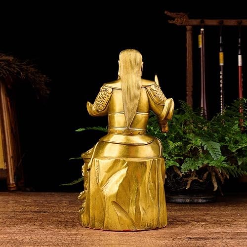 Miniatura 4 de Decoración estatua de cobre puro, escultura del emperador Zhenwu, decoraciones felices, colección de escritorio de estudio, manualidades de