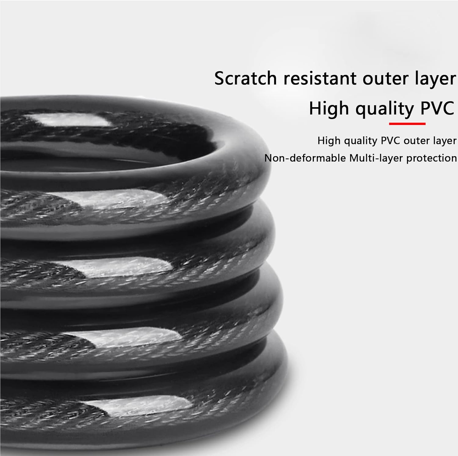 Bike Lock Cable Locks High Security 5-Digit Resettable Combination Lock, Cable Lock with Light for Night Unlocking