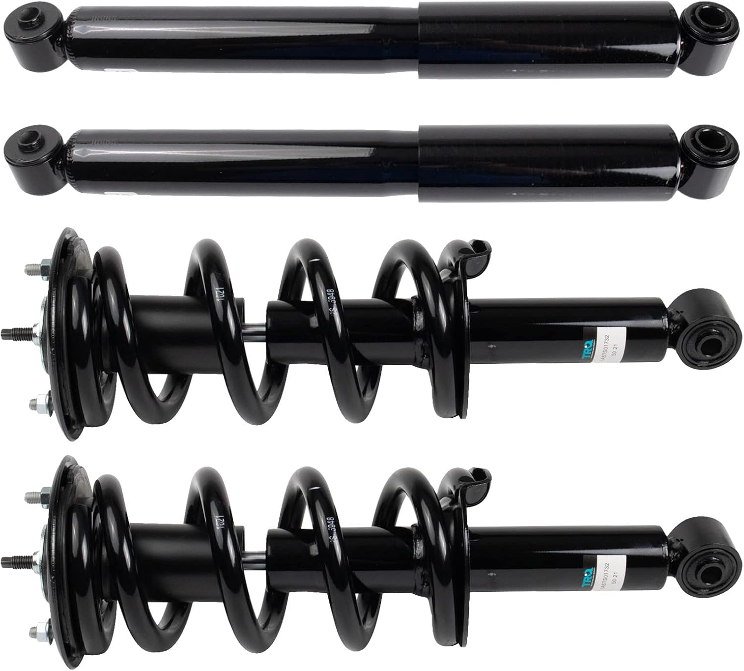 TRQ Front and Rear Complete Strut Assembly & Shock Absorber Kit Complete Strut & Coil Spring Assembly Compatible with 2012-2019 Nissan NV1500 NV2500 NV3500
