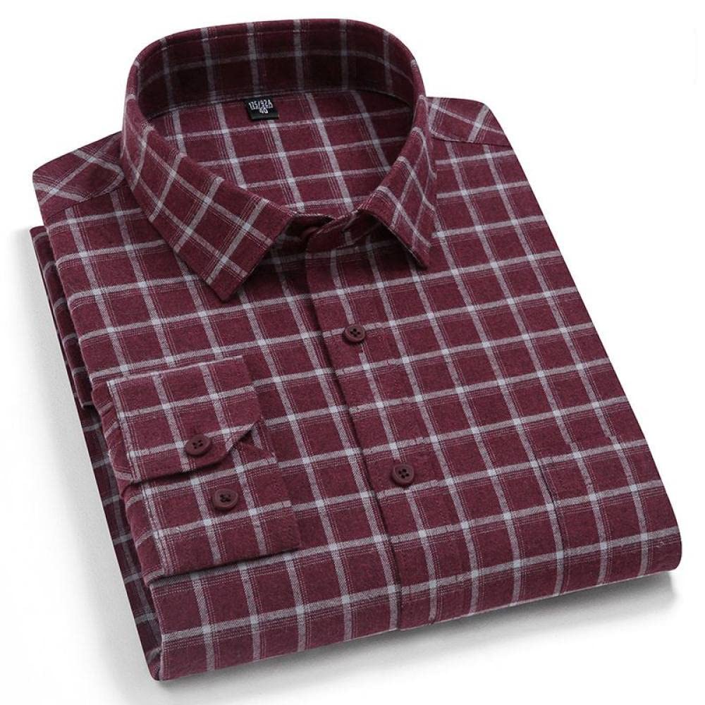 IIK Camicia in Cotone A Maniche Lunghe da Uomo,Camicia Casual da Uomo A Manica Lunga, Camicie di Flanella di Cotone Scozzese da Uomo Camicie di Cotone A Quadri A Maniche Lunghe con Tasca sul Petto