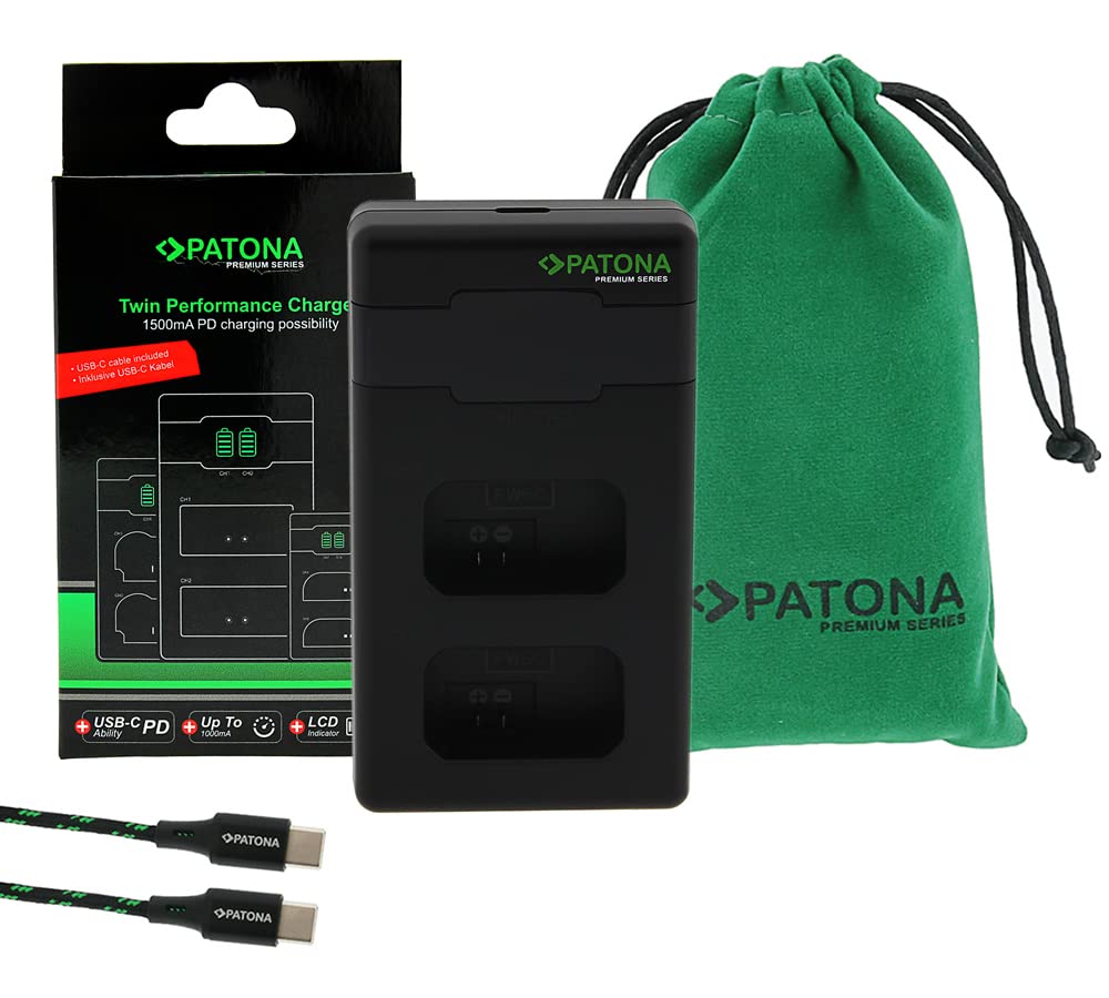 PATONA Kit 2X NP-FW50 Protect Batterie 1100mAh & Chargeur PD Dual USB-C