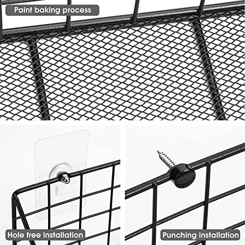 QIWODE Floating Shelves Wall Mounted Set of 3, Wall Storage Shelves for Bedroom, Living Room, Bathroom, Kitchen, Office and More Carbonized Black