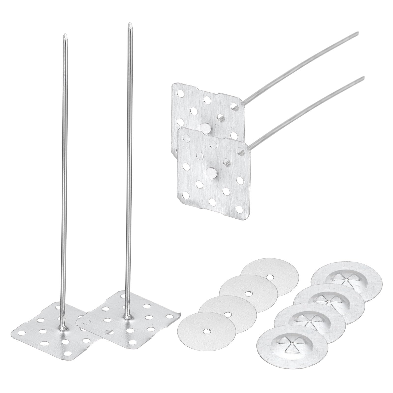PATIKIL Perforated Insulation Pins 3.9 Inch, 60 Pcs 0.8 Inch Washers Insulation Stick Pins Aluminum Round Insulation Hangers for Foam Board Wall Floor Ceiling