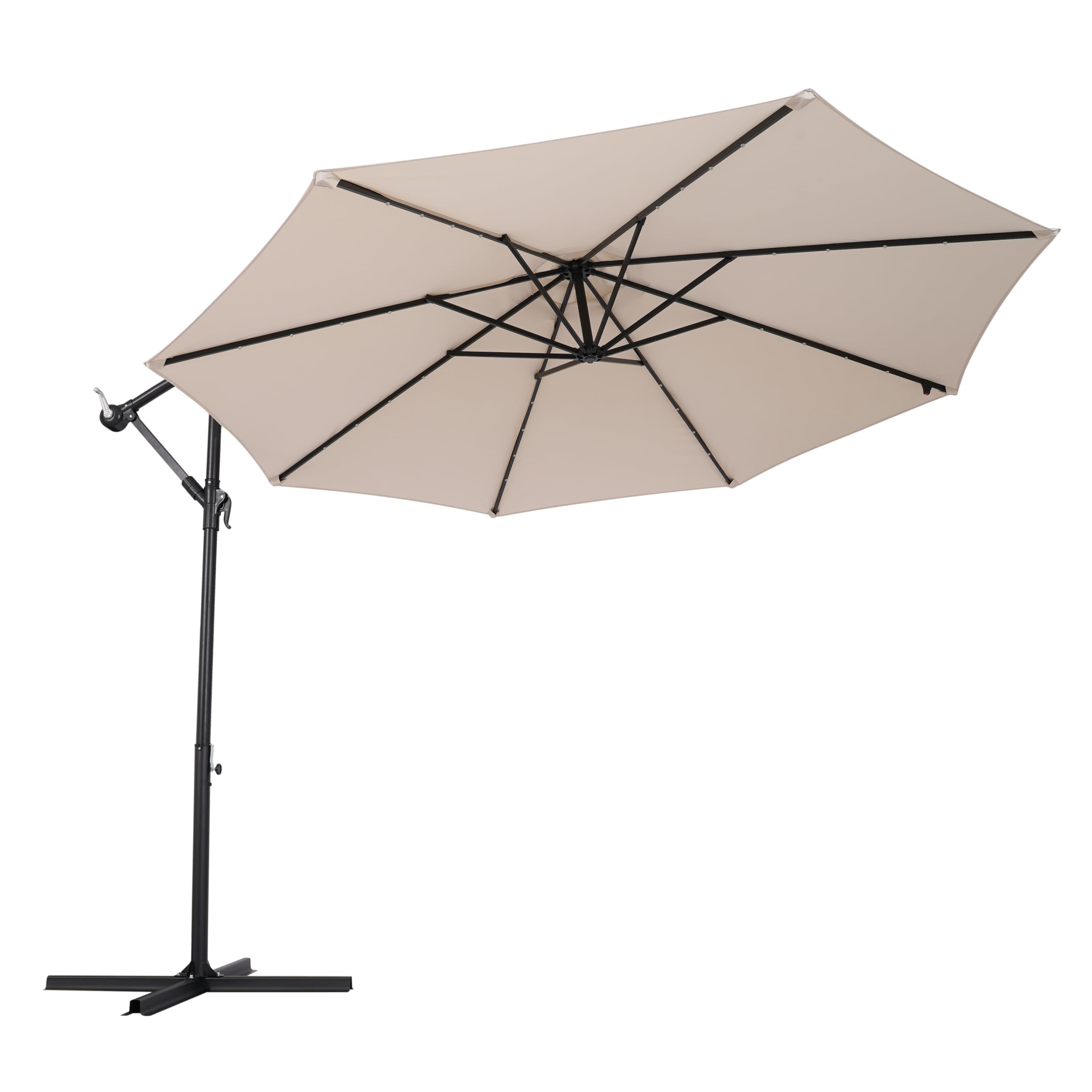 Ombrellone a Braccio Decentrato MYKONOS 3 Metri – Struttura Acciaio Ø48mm 8 Nervature – Telo Poliestere 180g/m² Idrorepellente Anti-UV – Apertura a Manovella – Parasole Giardino Terrazzo Piscina