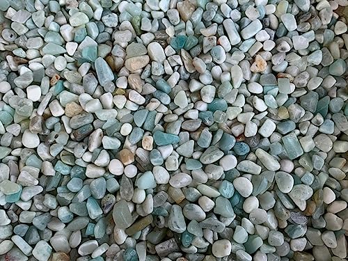 Image of 2 oz Lot Natural Semi Tumbled Amazonite Gemstone Chips, Genuine Crushed Mini Crystals, Undrilled Crystal Chips (Amazonite)