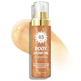 Shimmer Sunscreen&comma;SPF 45 Broad Spectrum&comma;Body Shimmer Oil with Gold Mica&comma;Moisturizing Coconut&comma;Water Resistant Body Glow Oil&comma;Glowing Results&comma;3&period;72 fl oz&comma;AMBER