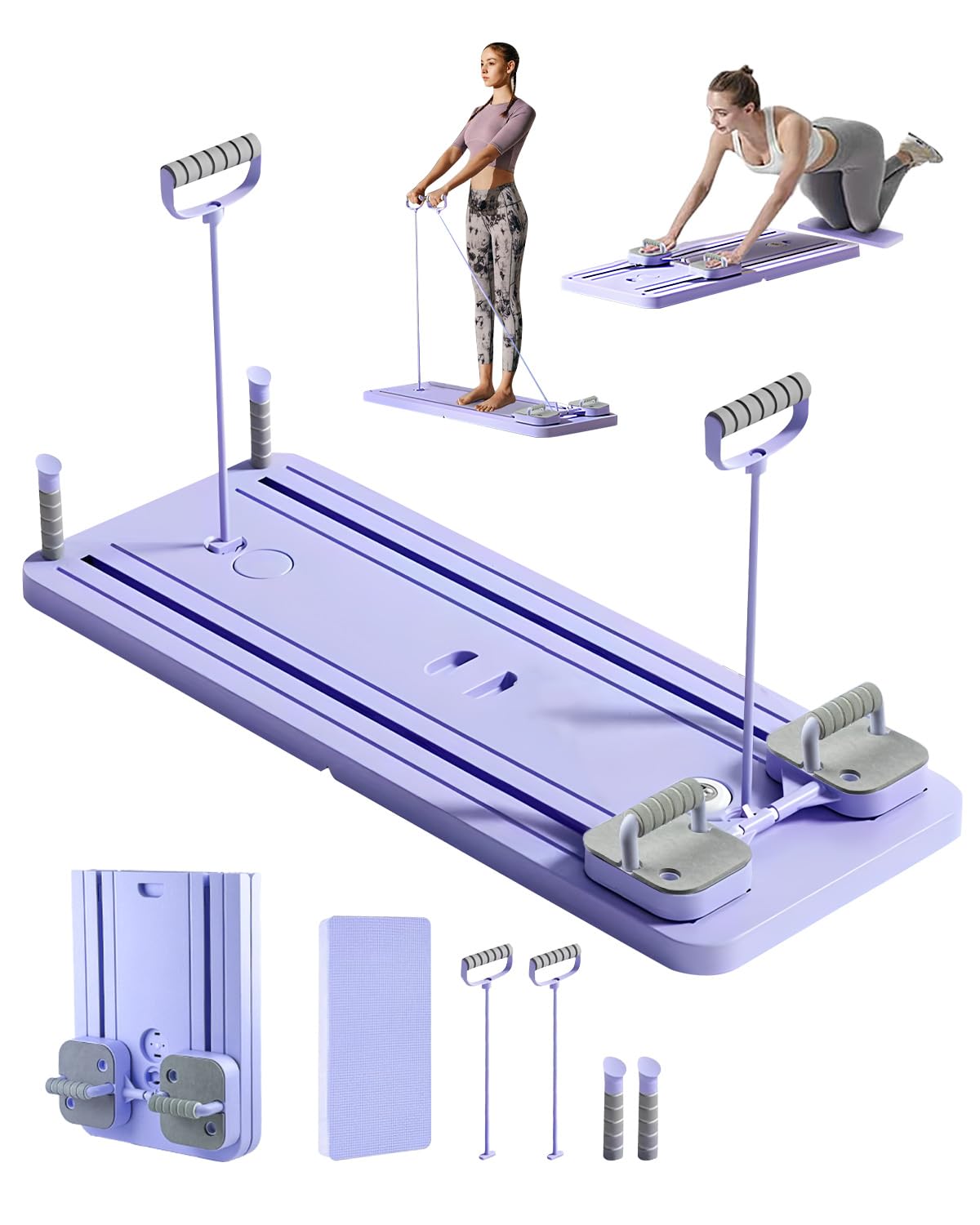 Tabla Pilates Multifuncional, Pilates Reformer Pieghevole con Timer LED Aggiornato e Funzione di Rimbalzo Automatico,Professionale Maquina Pilates para Casa