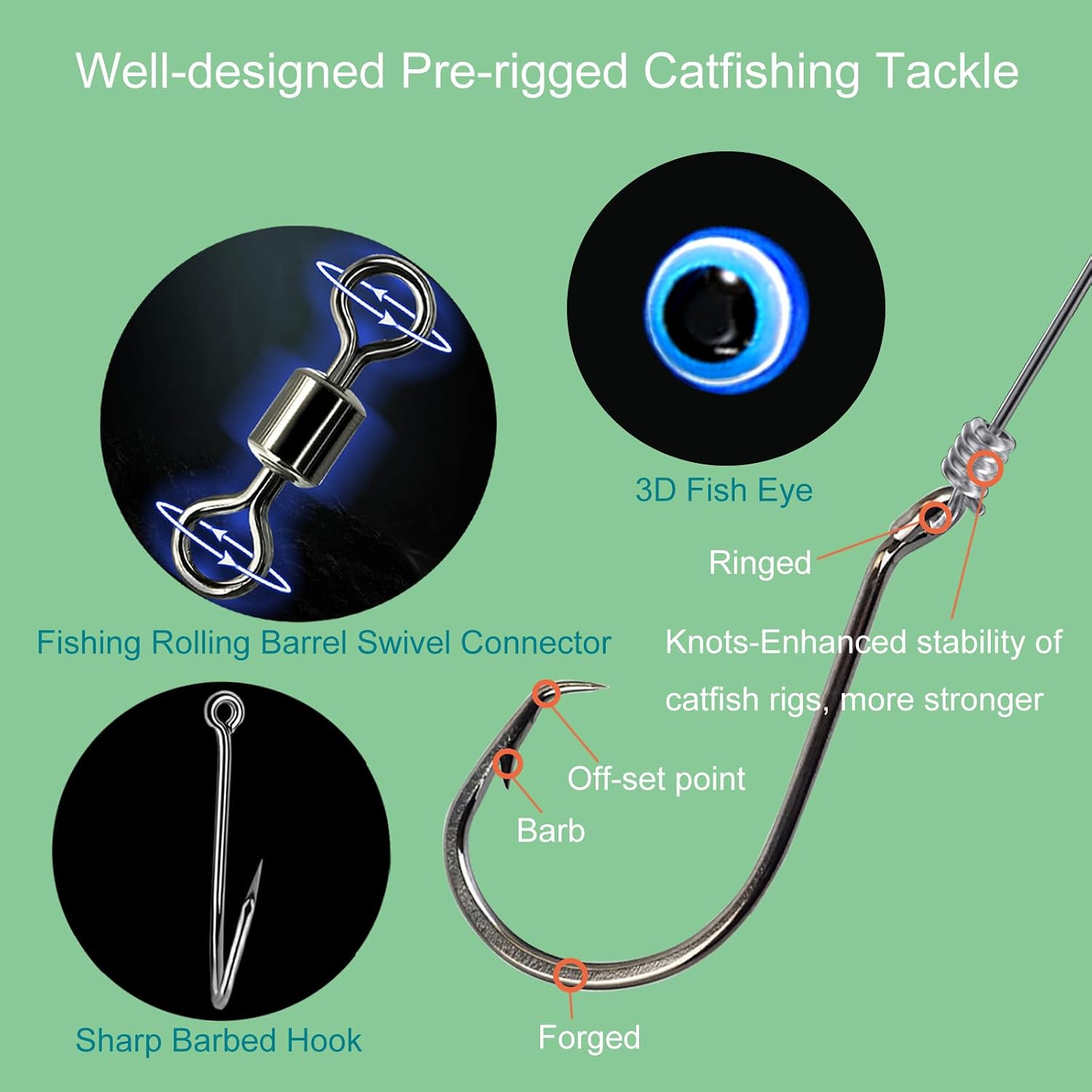 Catfish Rig Catfishing Tackle Floats 6PCS, Catfish Float Rattle Santee Cooper Rig Equipment for Bank Fishing Peg Floats Bait Rigs