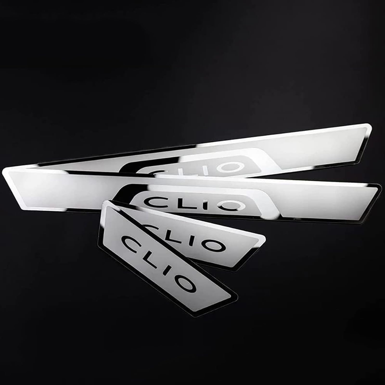 4 Pezzi Acciaio Inossidabile Battitacco per Auto Sticker per Ren-Ault Clio 2019-2020, Esterno Battitacco Protezione Plates Anti-Graffio Scuff Adesivi Accessori,Silver