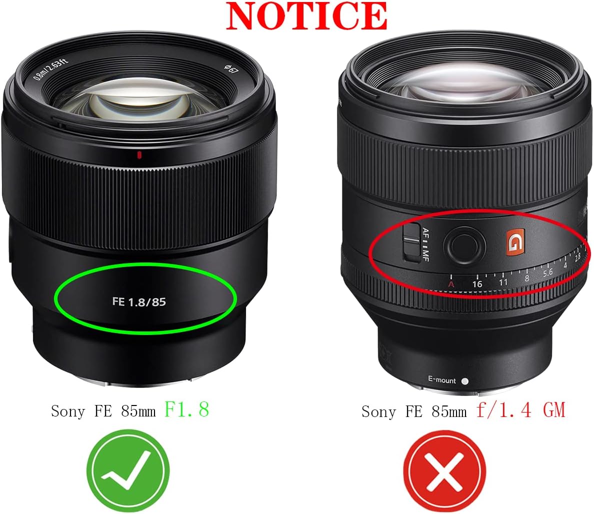 67mm Lens Cap Cover for Sony FE 85mm f/1.8 (Not for FE 85mm f/1.4 GM),E 70-350mm f/4.5-6.3 G OSS Lens,HUIPUXIANG[2 Pack]