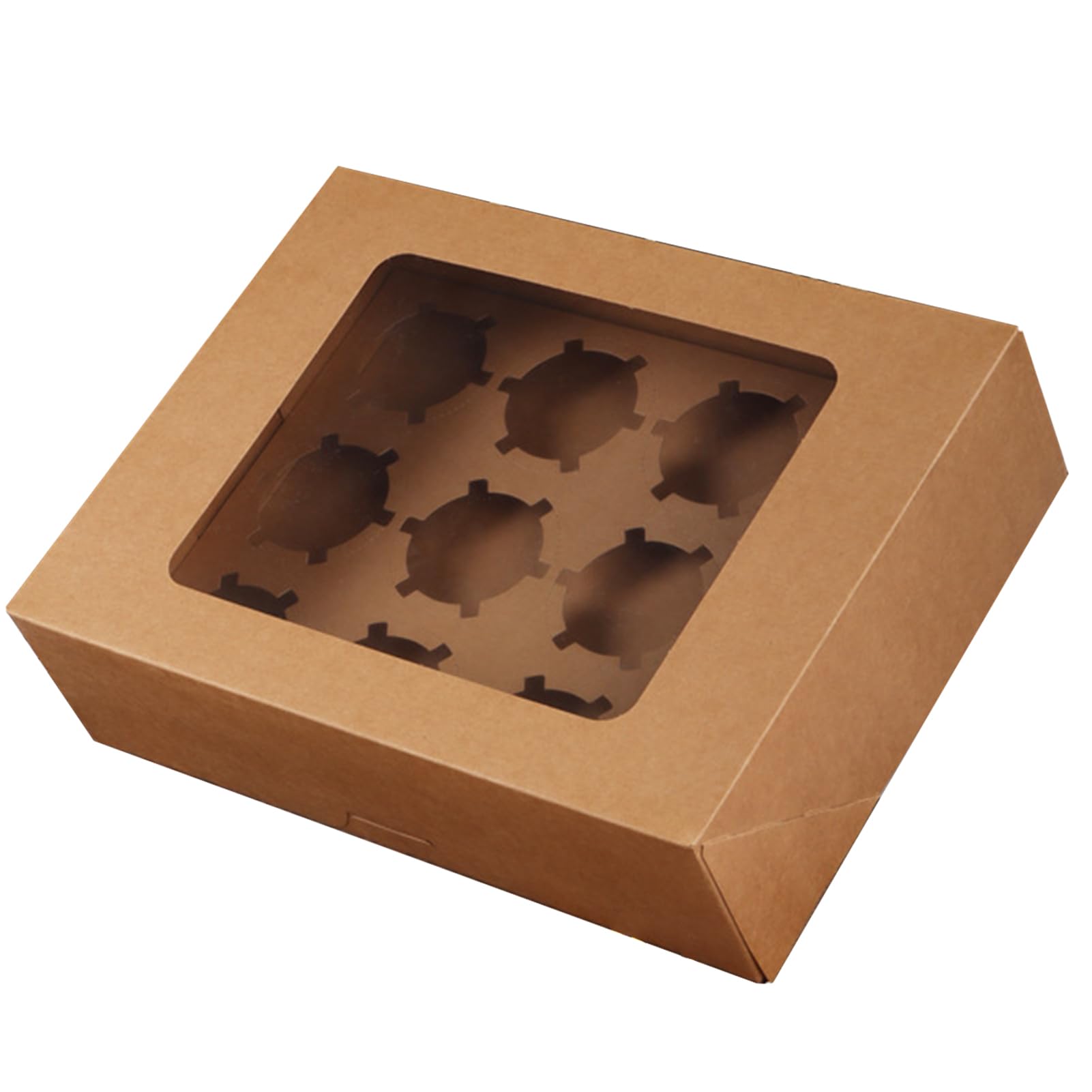 Cajas de panadería, cajas de pastelería para cupcakes, panadería | 10 unidades de papel con ventana transparente para cupcakes, pasteles, galletas